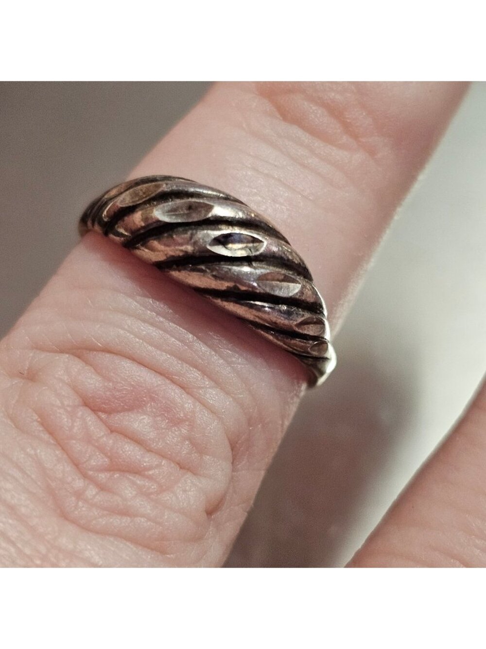 Sterling Silver Twisted Unisex Ring Size 7.25